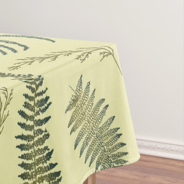 Botanical Forest Ferns 1.1 Yellow Cream Tablecloth (In Situ)