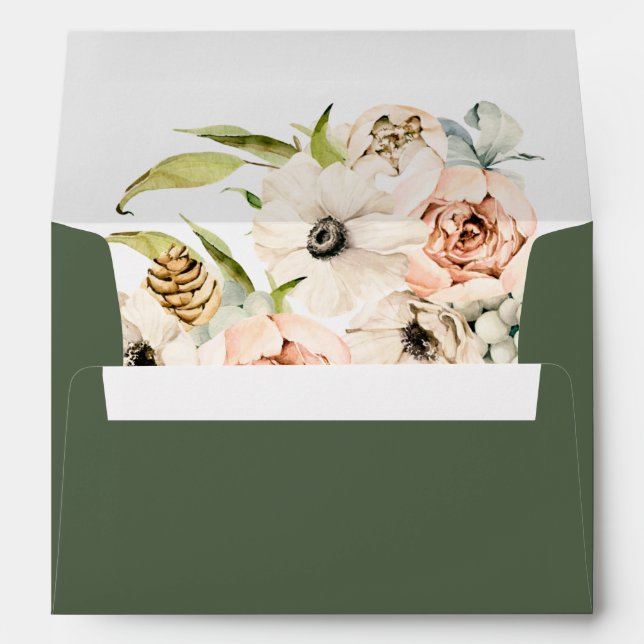 Botanical Forest Floral Green Return Address Envelope (Back (Bottom))