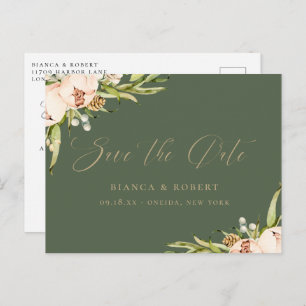 Botanical Forest Floral Save the Date Announcement