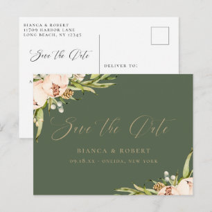 Botanical Forest Floral Save the Date Announcement Postcard