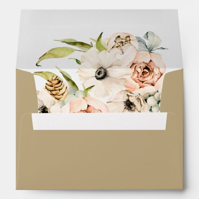 Botanical Forest Floral Taupe Return Address Envelope (Back (Bottom))