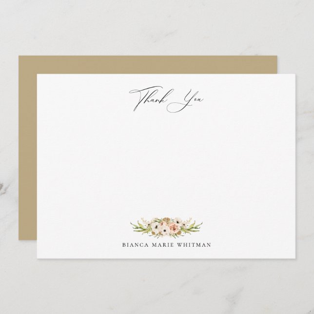 Botanical Forest Floral Thank You Note Card (Front/Back)