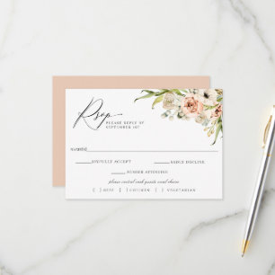 Botanical Forest Floral Wedding RSVP Meal Choice Card