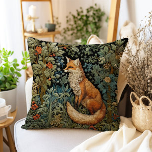 Botanical Forest Fox William Morris Inspired  Cushion