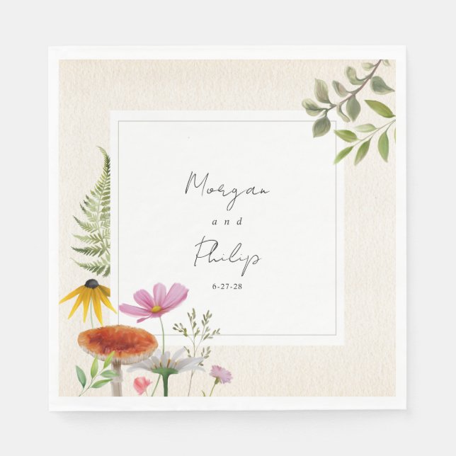 Botanical Forest Wedding Napkins (Front)