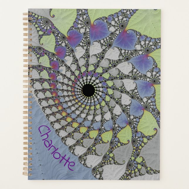  Botanical Fractal Art Personalised Spiral Planner (Front)