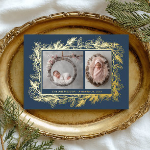 Botanical Frame Blue Winter Foliage New Baby