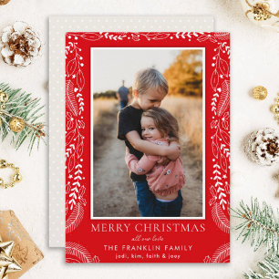 botanical frame photo holiday cards