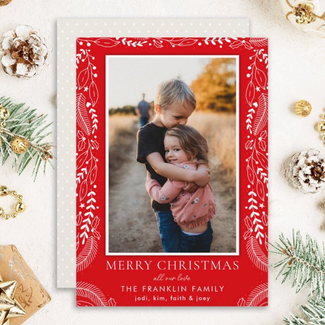 botanical frame photo holiday cards (Creator Uploaded)