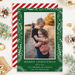 botanical frame photo holiday cards