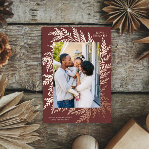 Botanical Frame Thanksgiving Photo Rose Gold