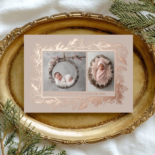 Botanical Frame Winter Foliage New Baby Birth (Creator Uploaded)