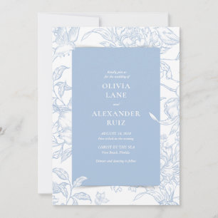 Botanical French Blue Floral Wedding Invitation