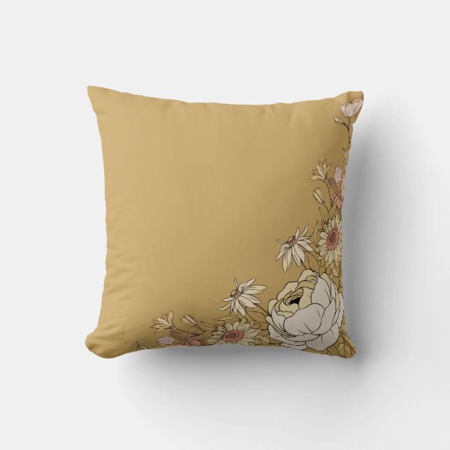 Botanical Front & Pinstripe Back in Neutral Tones  Cushion (Front)