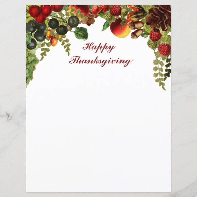 Botanical Fruit Colourful Fall Stationery (Front)