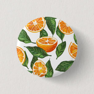 Botanical Fruit Orange Citrus Seamless 3 Cm Round Badge