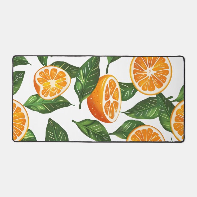 Botanical Fruit Orange Citrus Seamless Desk Mat (Front)