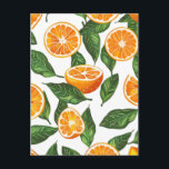 Botanical Fruit Orange Citrus Seamless Holiday Postcard<br><div class="desc">Juicy orange slices and fresh green leaves arranged in a lively botanical composition.</div>