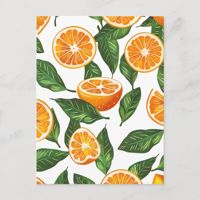 Botanical Fruit Orange Citrus Seamless Holiday Postcard (Front)