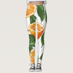 Botanical Fruit Orange Citrus Seamless Leggings<br><div class="desc">Juicy orange slices and fresh green leaves arranged in a lively botanical composition.</div>