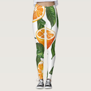 Botanical Fruit Orange Citrus Seamless Leggings
