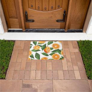 Botanical Fruit Orange Citrus Seamless Pattern Doormat