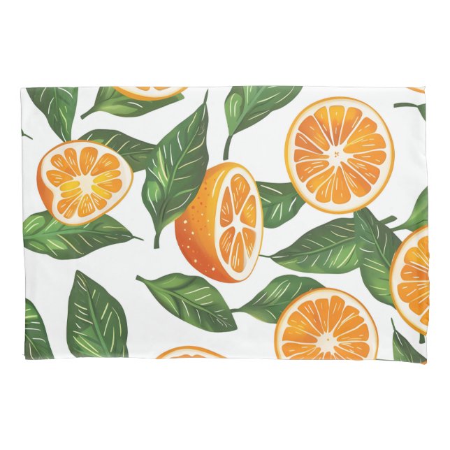 Botanical Fruit Orange Citrus Seamless Pattern Pillowcase (Front)