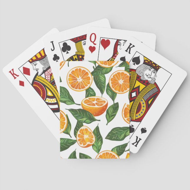 Botanical Fruit Orange Citrus Seamless Playing Cards (Back)