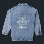 Botanical Future Mrs. Bridal Shower Gift Denim Jacket<br><div class="desc">The classic denim jacket with a modern "Future Mrs." calligraphy script surrounded with wedding ring and hearts,  including a botanical floral bouquet,  makes the perfect wedding gift and keepsake for the beautiful bride-to-bride.</div>