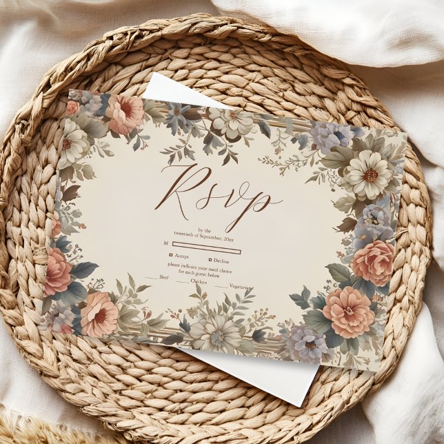 Botanical Garden Art Nouveau Wedding RSVP Card (Creator Uploaded)