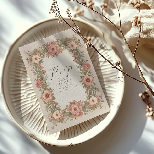 Botanical Garden Art Nouveau Wedding RSVP Card (Creator Uploaded)