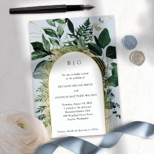 Botanical Garden, Dusty blue, Greenery Modern Invitation