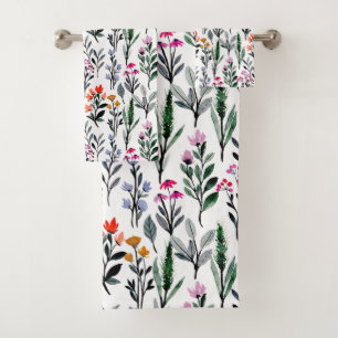 Botanical garden for nature lovers Elegant white Bath Towel Set
