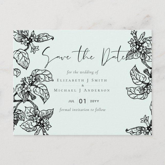 Botanical Garden Leaves Budget Wedding Postcard (Front)