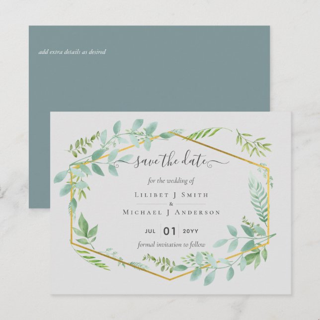 Botanical Garden Leaves Greenery Wedding Postcard (Front/Back)