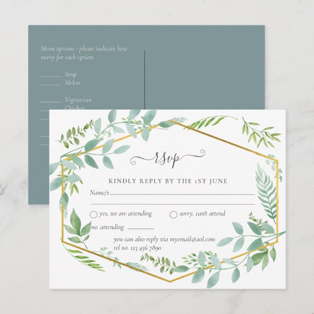 Botanical Garden Leaves Greenery Wedding Postcard (Front/Back)