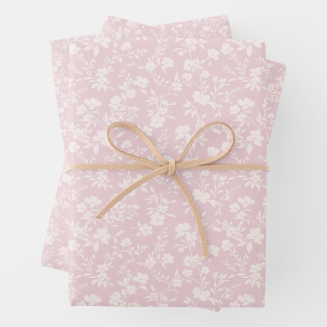 Botanical Garden Neutral - Blush Pink Wrapping Paper Sheet (In situ)