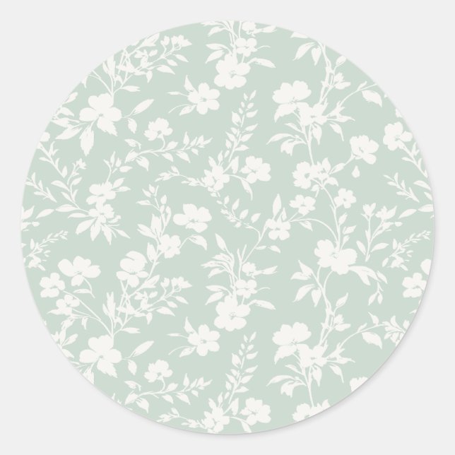 Botanical Garden Neutral - Muted Sage Classic Round Sticker (Front)