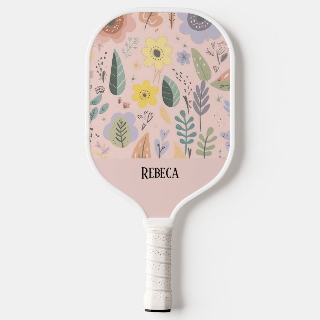 Botanical Garden Personalised Blush Floral Pickleball Paddle (Back)
