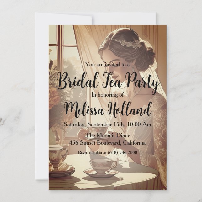 botanical garden tea party bridal shower invitation (Front)