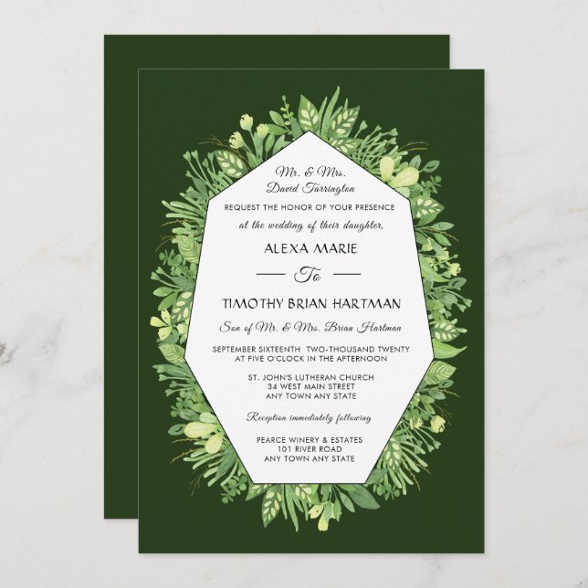 Botanical Garden Traditional Wedding Invitation (Front/Back)