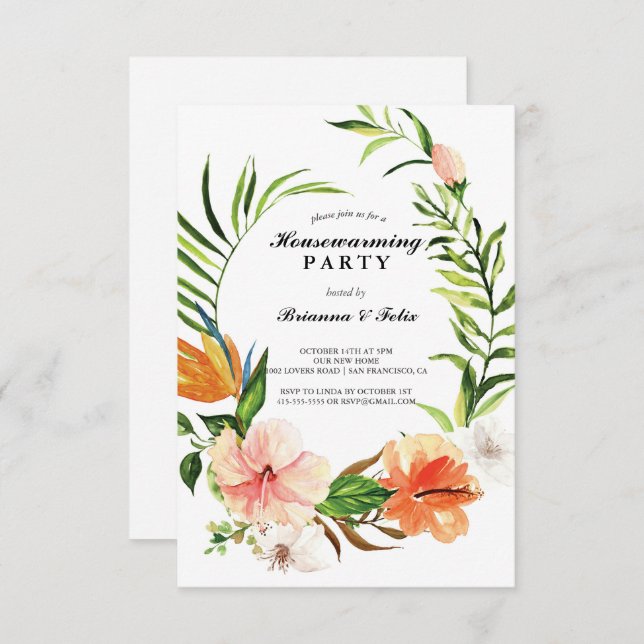 botanical garden Tropical Green Housewarming Party Invitation (Front/Back)