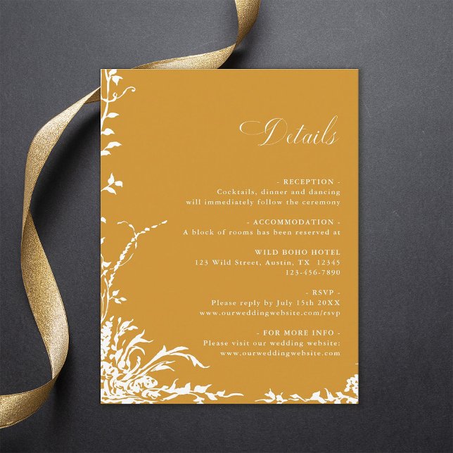 Botanical Garden Wedding Details Amber Enclosure Card (Creator Uploaded)