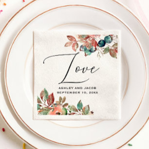 Botanical Garden Wedding   Fall Woodland Script Napkin