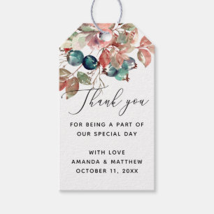 Botanical Garden Wedding Thank You Fall Favour Gift Tags