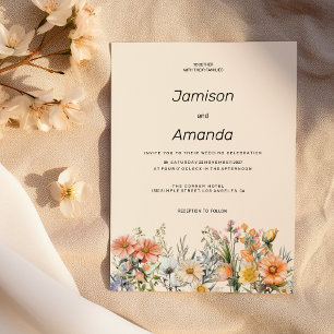 Botanical garden wildflowers floral Wedding Invitation