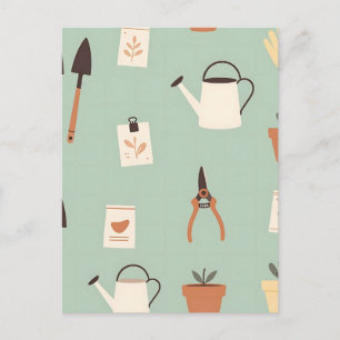 Botanical Gardening Accessories Pattern Postcard