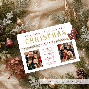 Botanical Garland Two Photo Ornate Christmas TMF26 Invitation