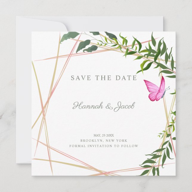 Botanical Geometric with Butterfly Wedding Design (Front)