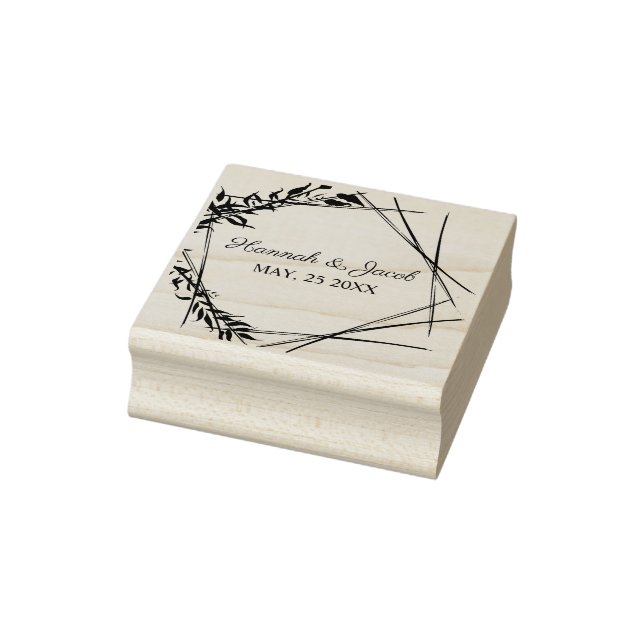 Botanical Geometric with Leaves Wedding Design Rubber Stamp (Stamp)